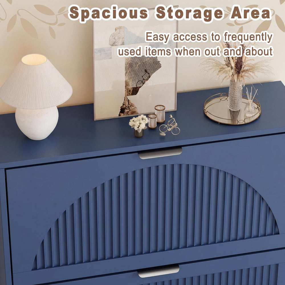 Shoe Storage Cabinet with 2 Flip Drawers, Narrow Wood Shoe Organizer Cabinet ...