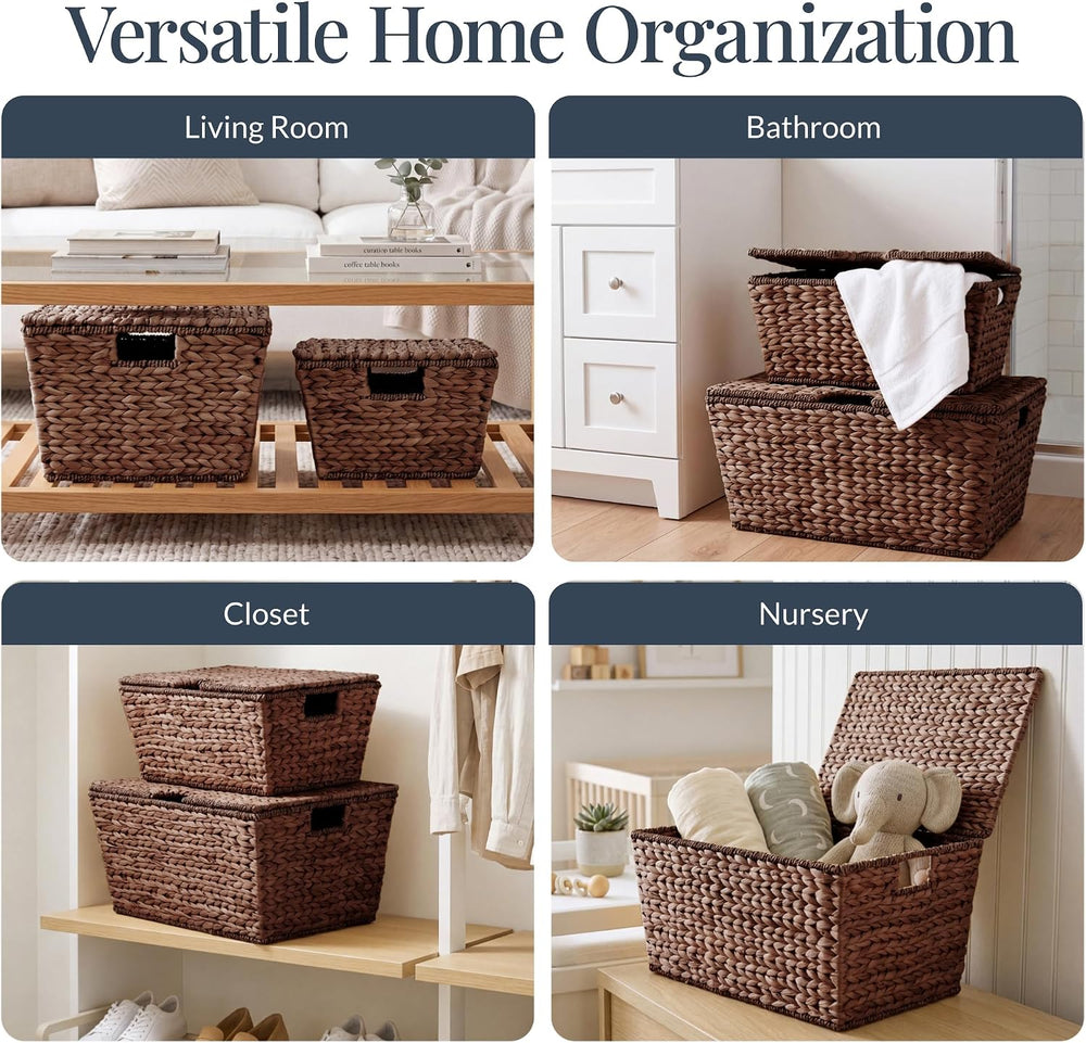 Best Choice Products Set of 2 X-Large & Medium Woven Storage Baskets W/Li...