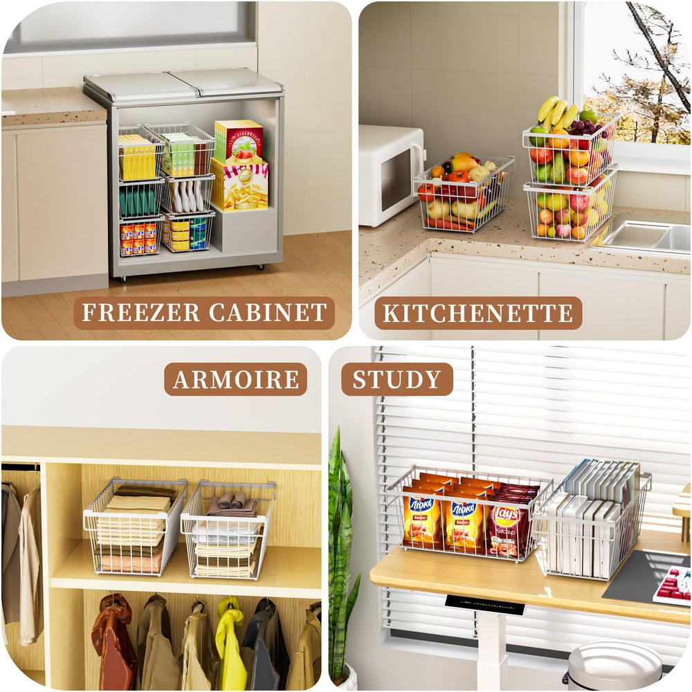 Enhanced Leak-Proof Bottom - Freezer Organizer Bins ,8 Pack Stackable Deep Fr...