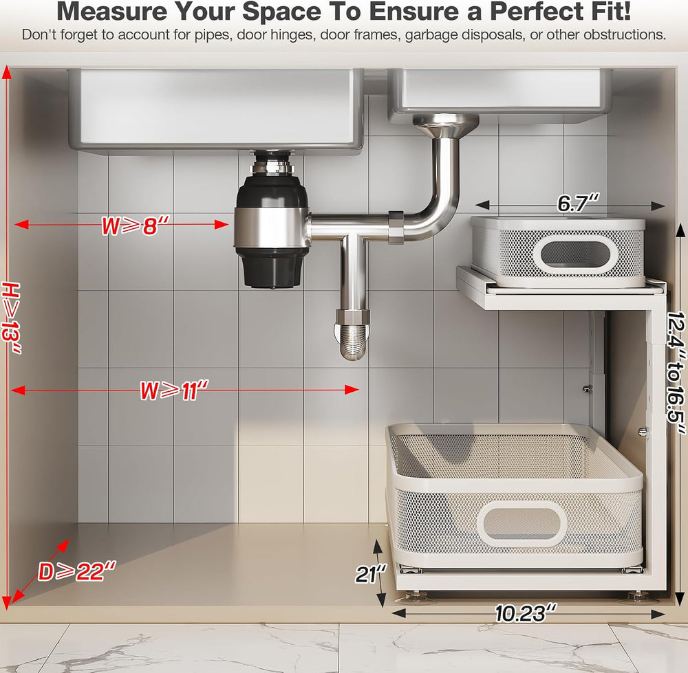 2 Pack 21IN-Depth Under Sink Organizer With Next-Gen Ball-Bearing Slides,2-Ti...