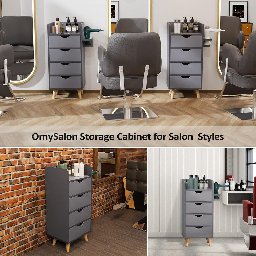 OmySalon Salon Station, 4 -Layer Beauty Barber Salon Styling Station Organize...