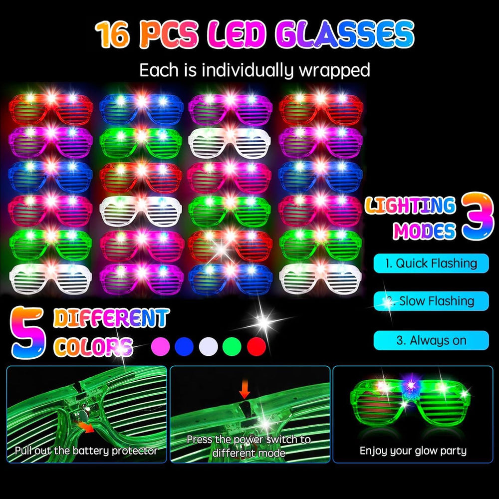 248PCS Glow in the Dark Party Supplies, Party Pack Bulk , 16PCS Foam Glow Sti...