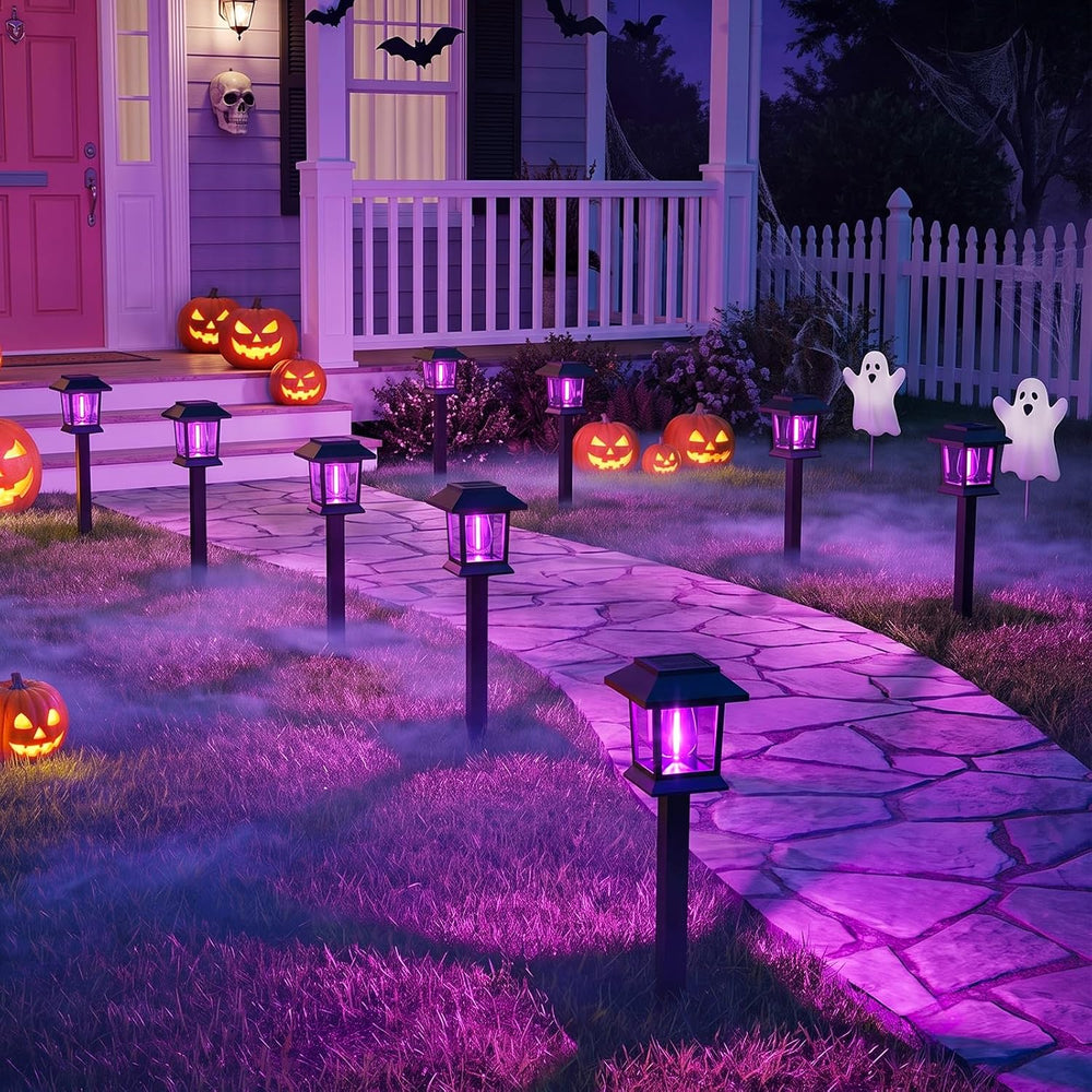 Greluna Solar Lights Outdoor,12 Pack Purple Waterproof Auto On/Off Solar Path...