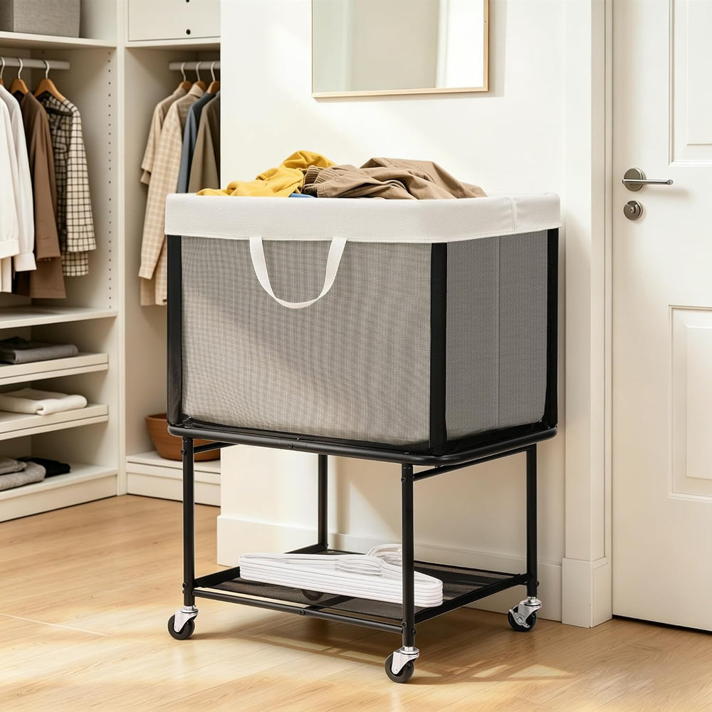 Rolling Laundry Hamper with Lockable Wheels, 29-Gallon (110L) Laundry Cart wi...