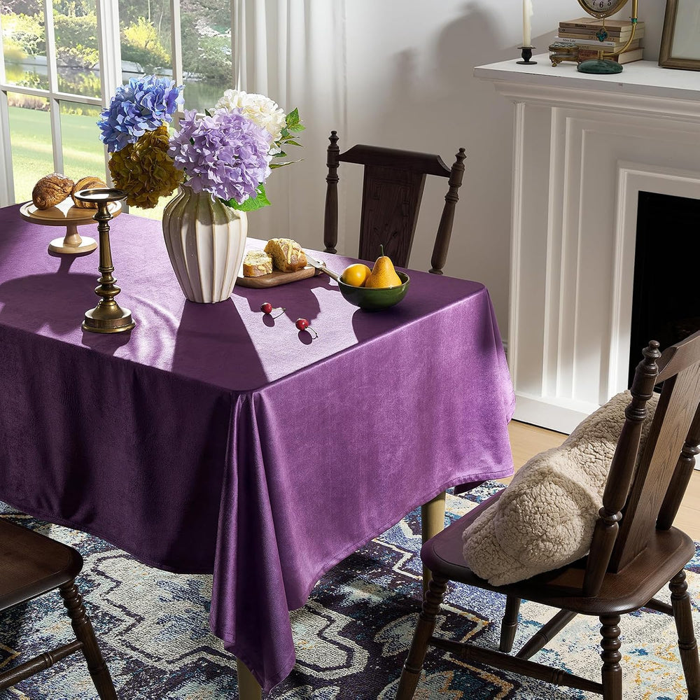 Violet Purple Velvet Rectangle Tablecloth: Halloween Luxury Table Cloth