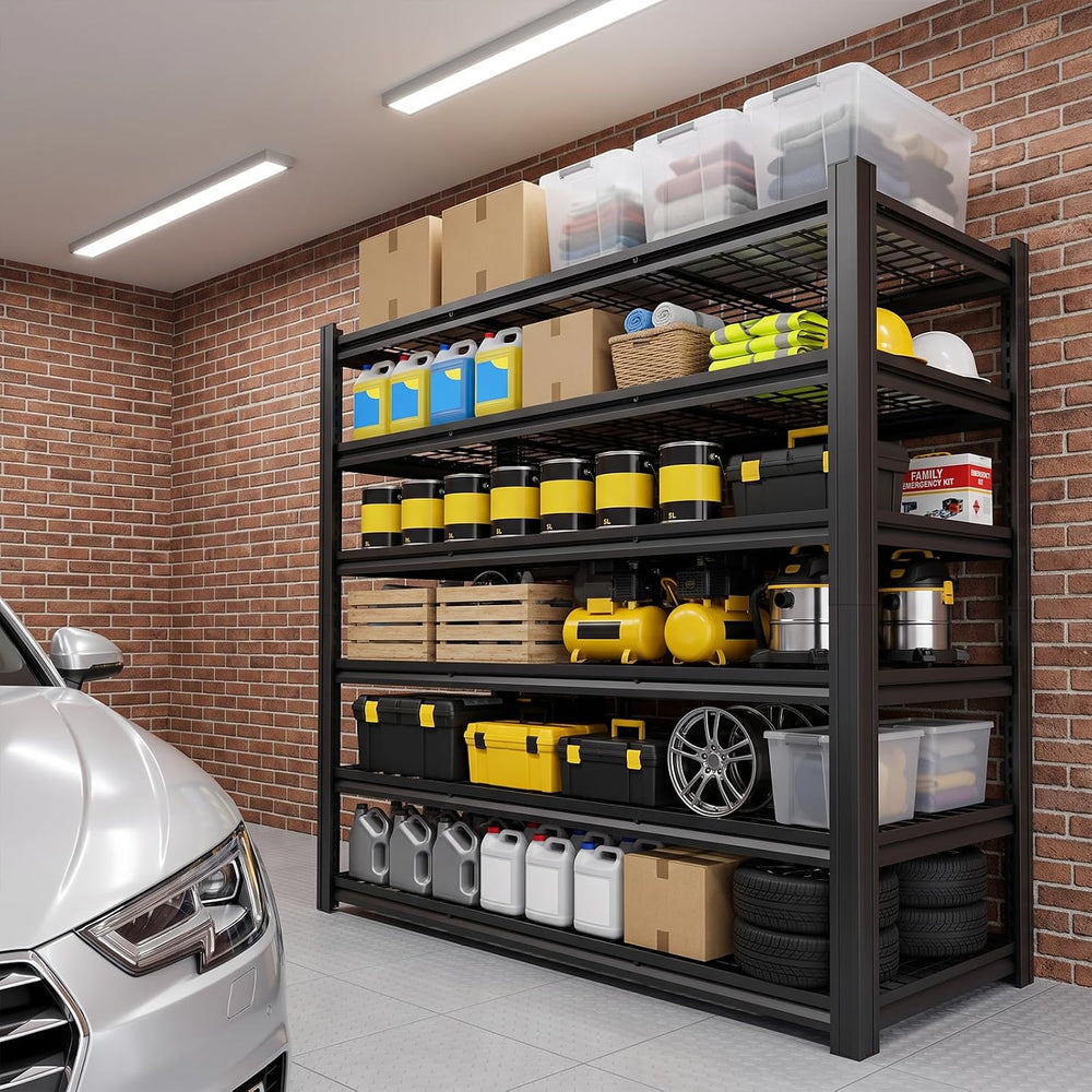 Metal Storage Shelving Unit, 6-Tier Adjustable Heavy Duty Garage Shelves