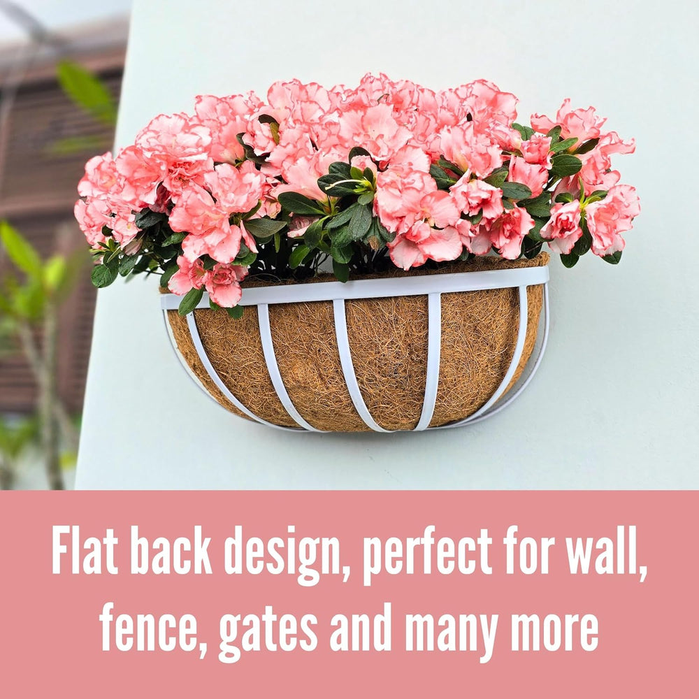 LaLaGreen Window Planter Box (16 Inch, 2 Pack) White Metal Deck Railing Flowe...
