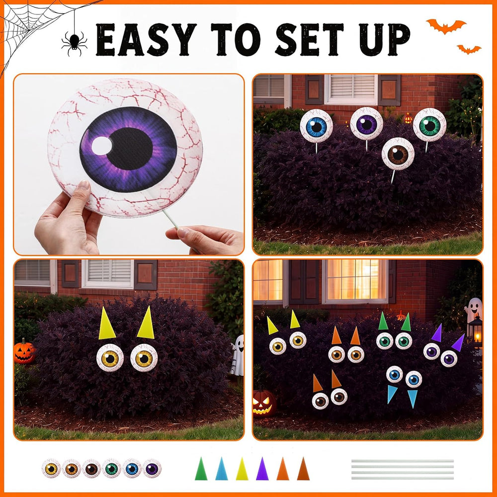 RattanView 12 Set Halloween Bush Eyes Decor Outdoor, 7.87'' Scary Bus...