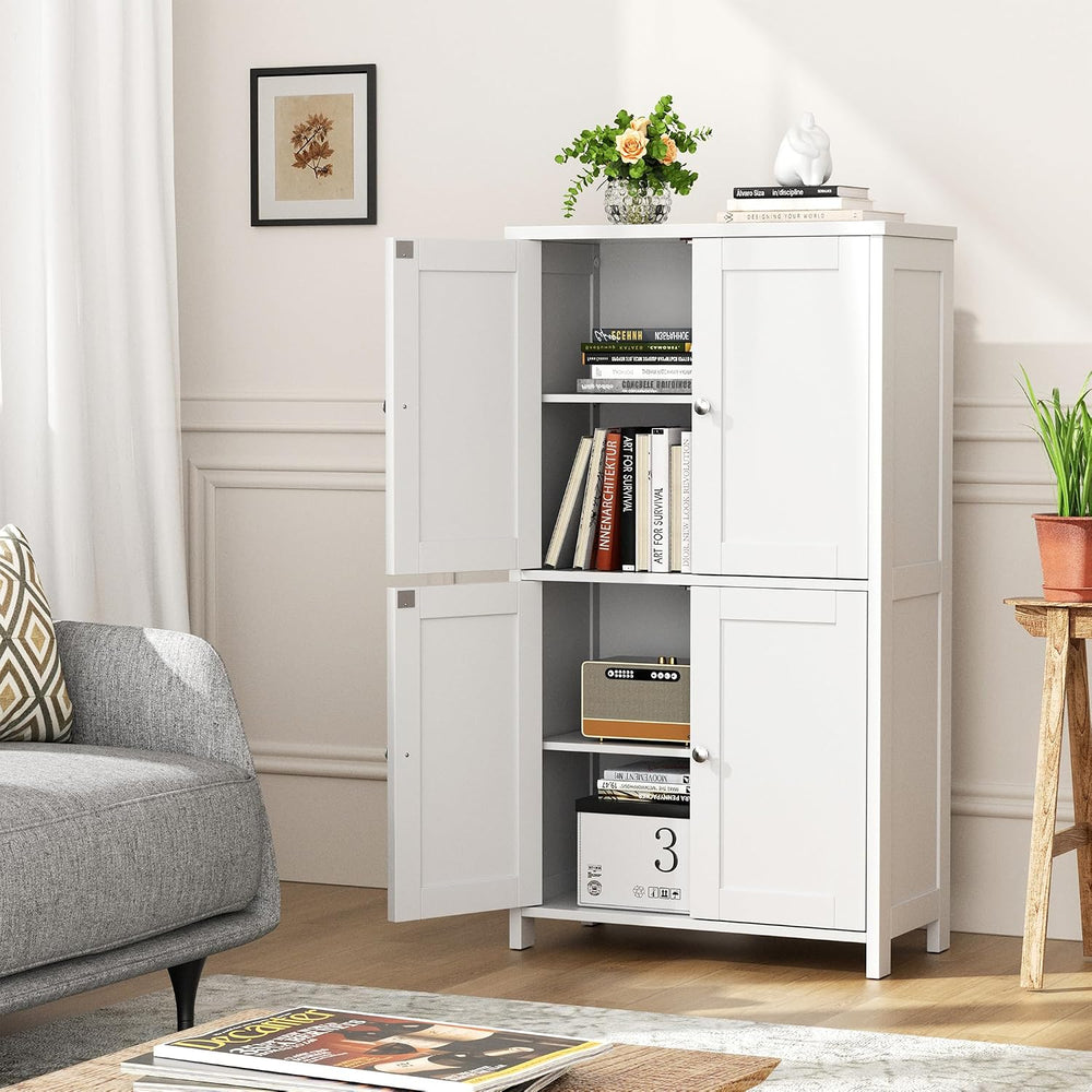 Shintenchi Bathroom Storage Cabinet 4 Doors & Adjustable Shelves White