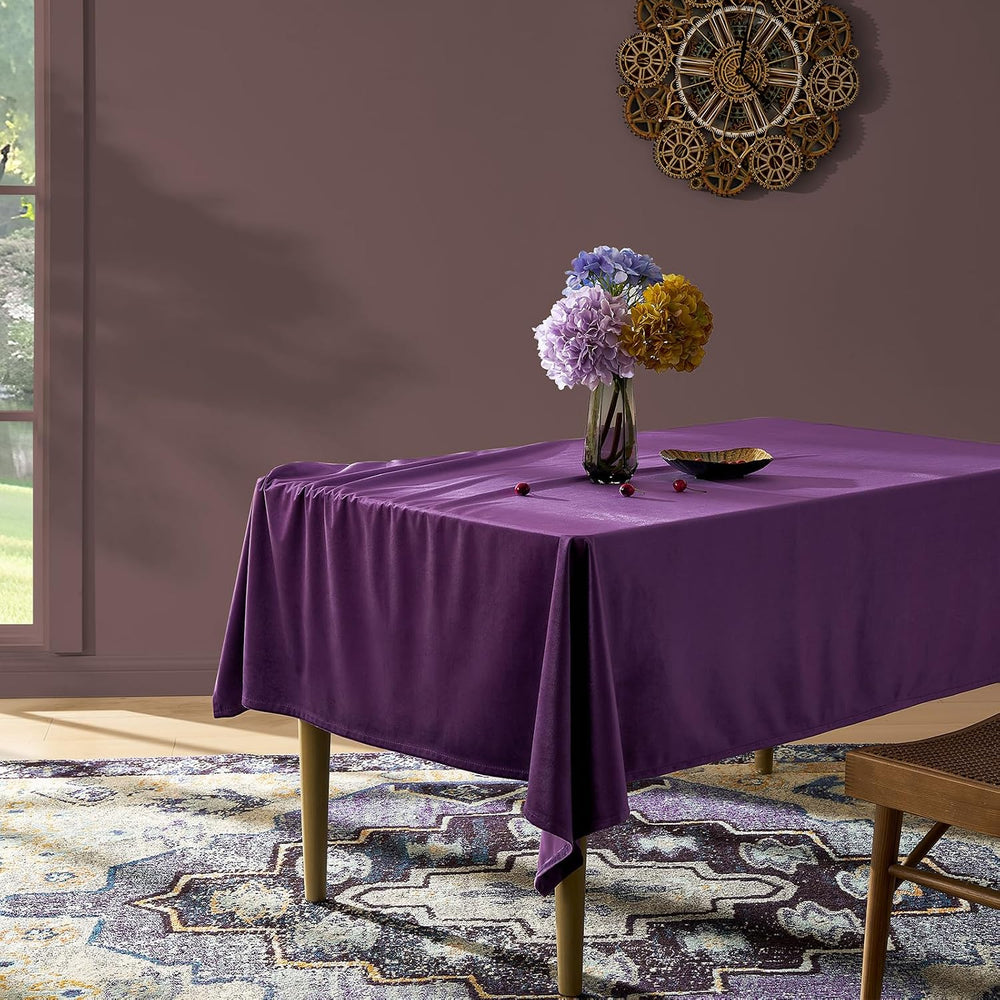 Violet Purple Velvet Rectangle Tablecloth: Halloween Luxury Table Cloth
