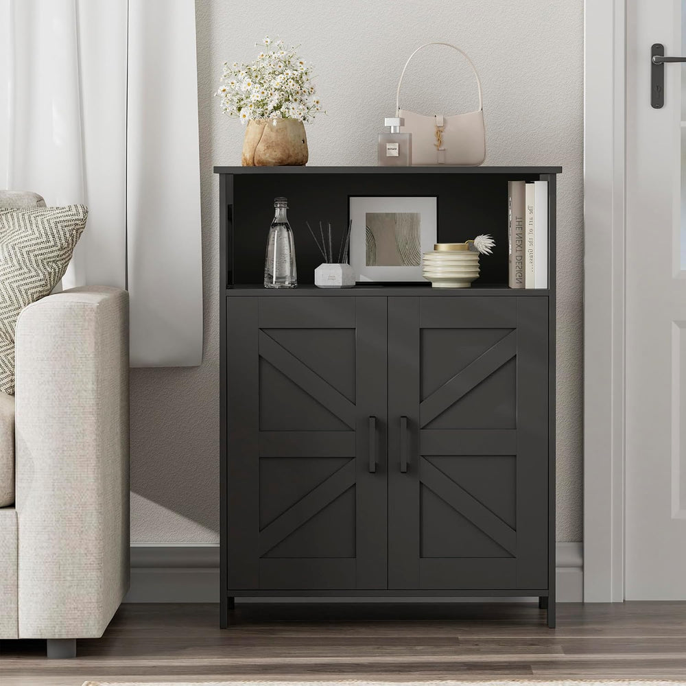 Homhedy Farmhouse Bathroom Storage Cabinet with Doors, Small Floor Cabinet