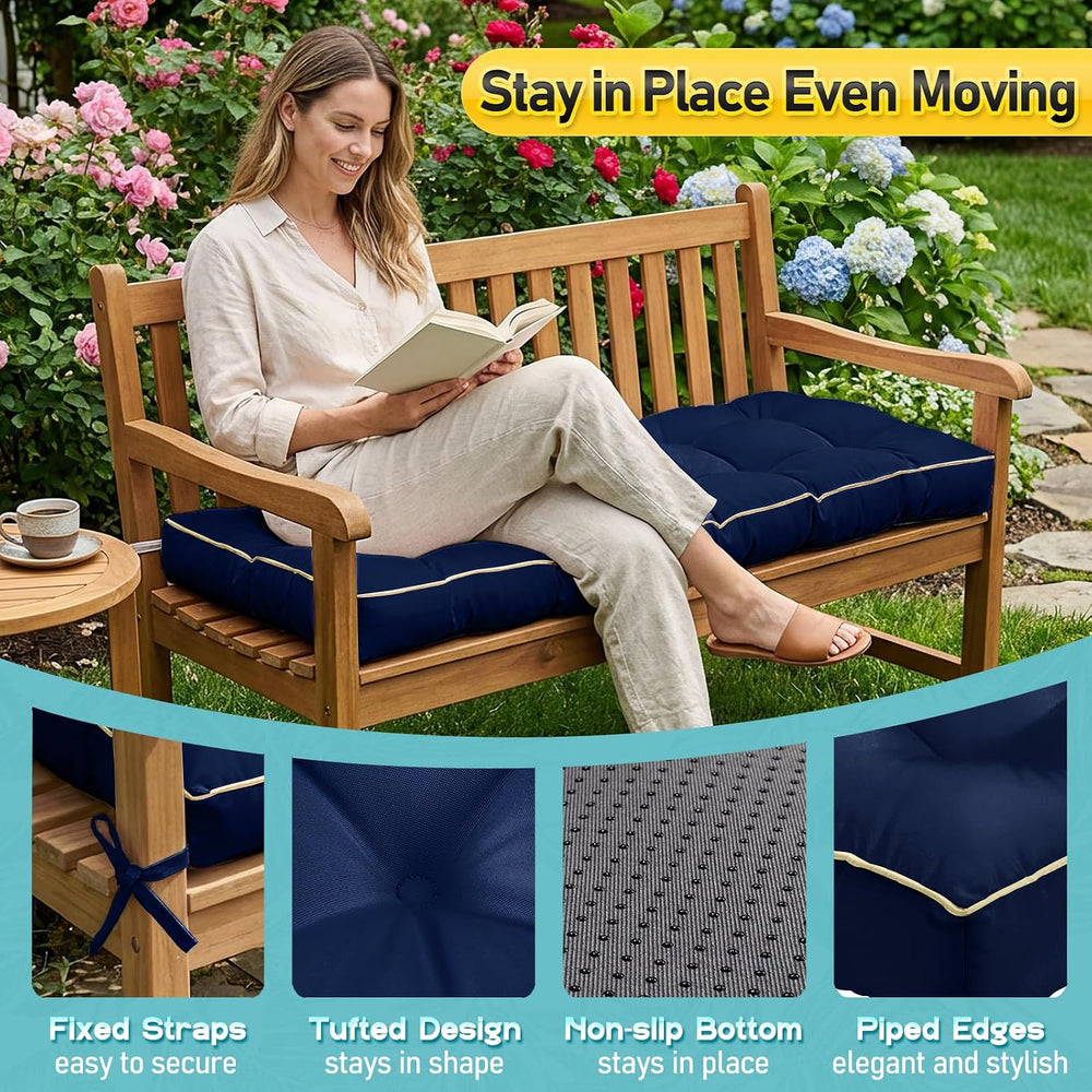 Outdoor Bench Cushion, Tufted Patio Seat Pad for Garden Bench, Porch Swing, I...