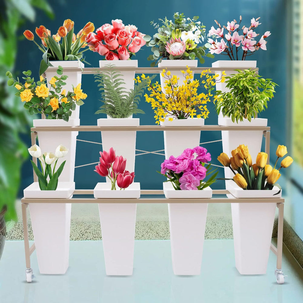 Flower Display Stands with 12 Buckets, Flower Buckets for Cut Flowers 3 Layer...