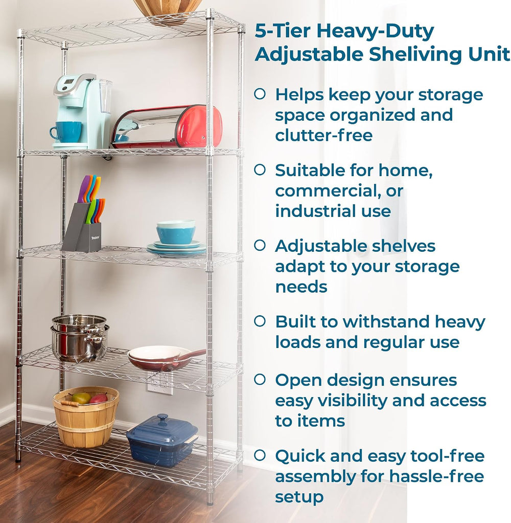 Honey-Can-Do 5-Tier Heavy Duty Adjustable Shelving Unit, 200-lb Per Shelf NSF...
