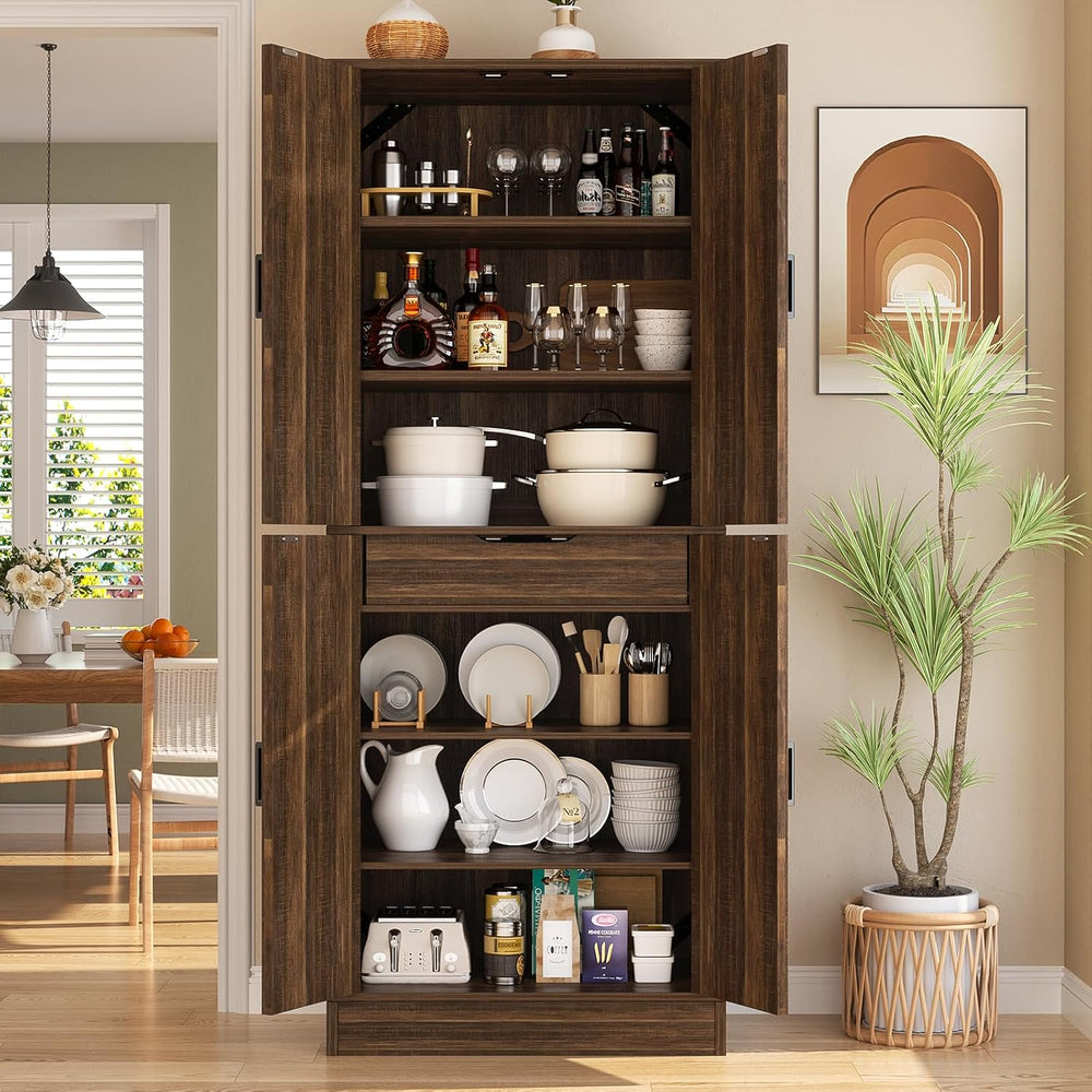 Unikito 71" Tall Farmhouse Kitchen Pantry Storage Cabinet with Barn Doors