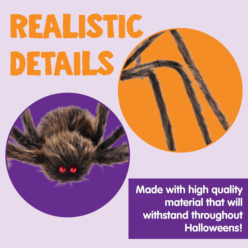 JOYIN 2 Pack 5 Ft Halloween Outdoor Decorations Hairy Brown Spider, Scary Fak...