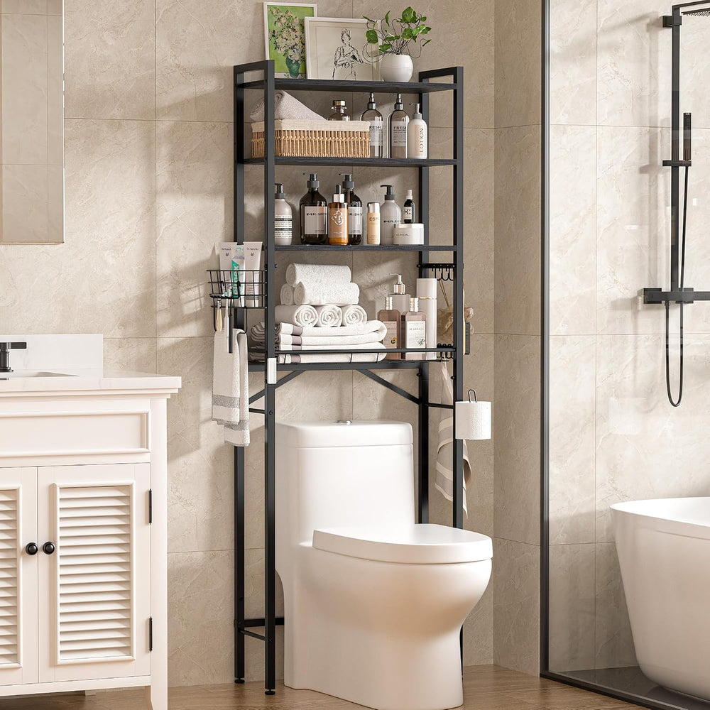 TETOTE Over-The-Toilet Storage Rack, 4-Tier Bathroom Organizer Shelf Over Toi...