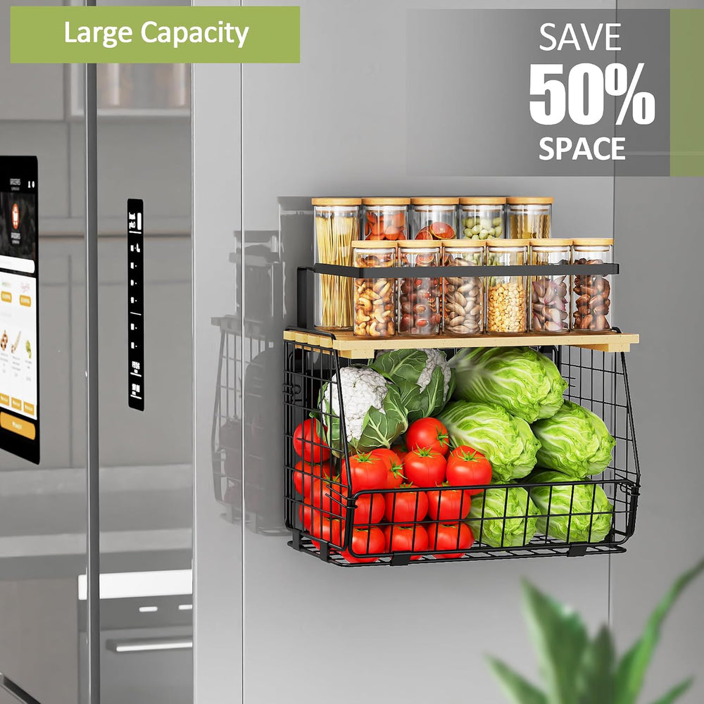 2 Pack Magnetic Shelf for Fridge, Fruit Potato Onion Storage Bins