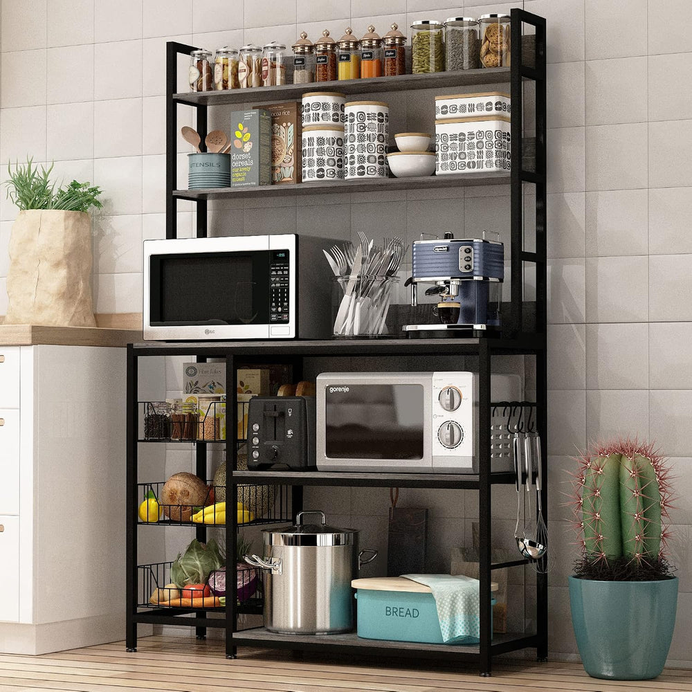 Kitchen Bakers Rack with Baskets,Free Standing Shelf,5-Tier Kitchen Utility S...