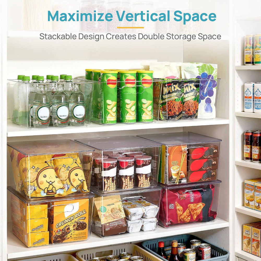 Vtopmart 8 Pack Extra Large Clear Stackable Storage Bins with Lids for Cube