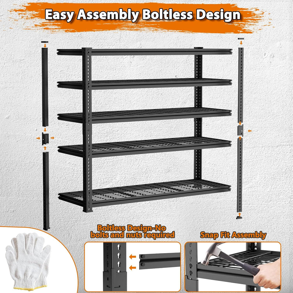 ROOMTEC Garage Shelving, 3300 LBS Capacity Storage Shelves Heavy Duty, 5 Tier...