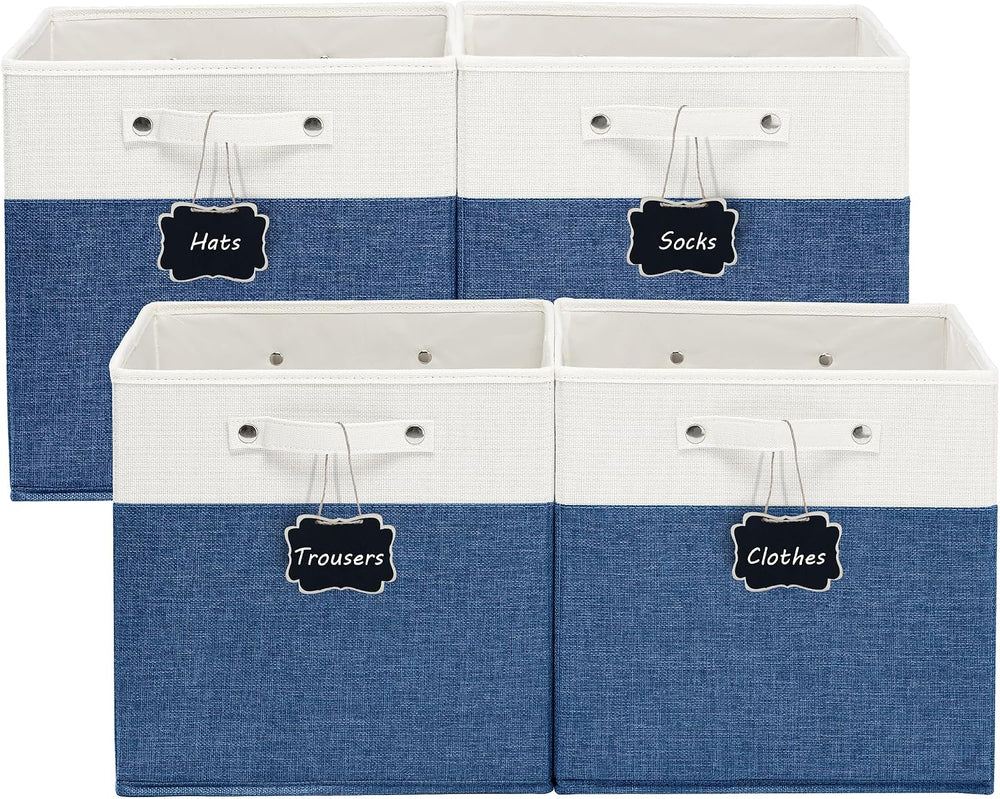 FinishingBo 13 inch Cube Storage Bins with Handles 4 Pack