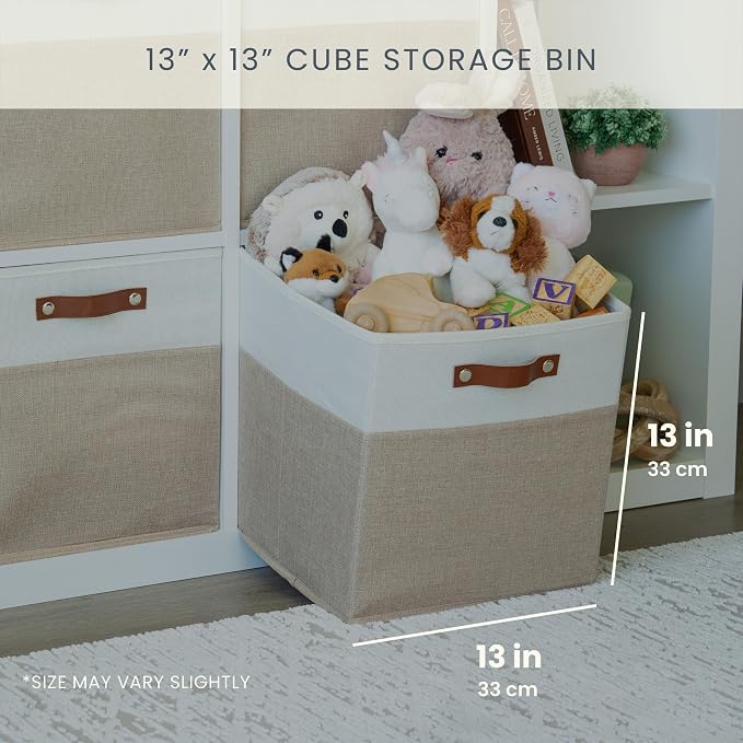 OrganiHaus 13x13 Cube Fabric Storage Bins Set of 4, Fabric Storage Cubes w/