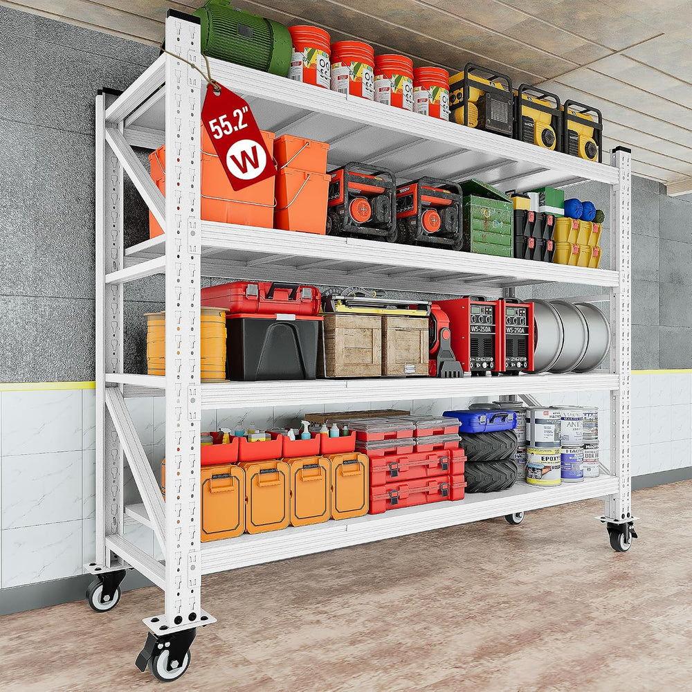 75.6" Tall Storage Shelves with Wheels,Rolling Heavy Duty Garage Shelvin...