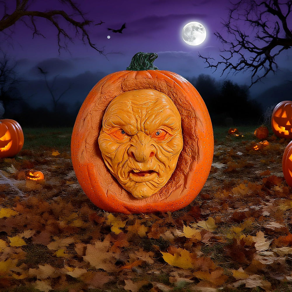 Scary Animated Pumpkin Decor for Halloween Haunted House (Orange)