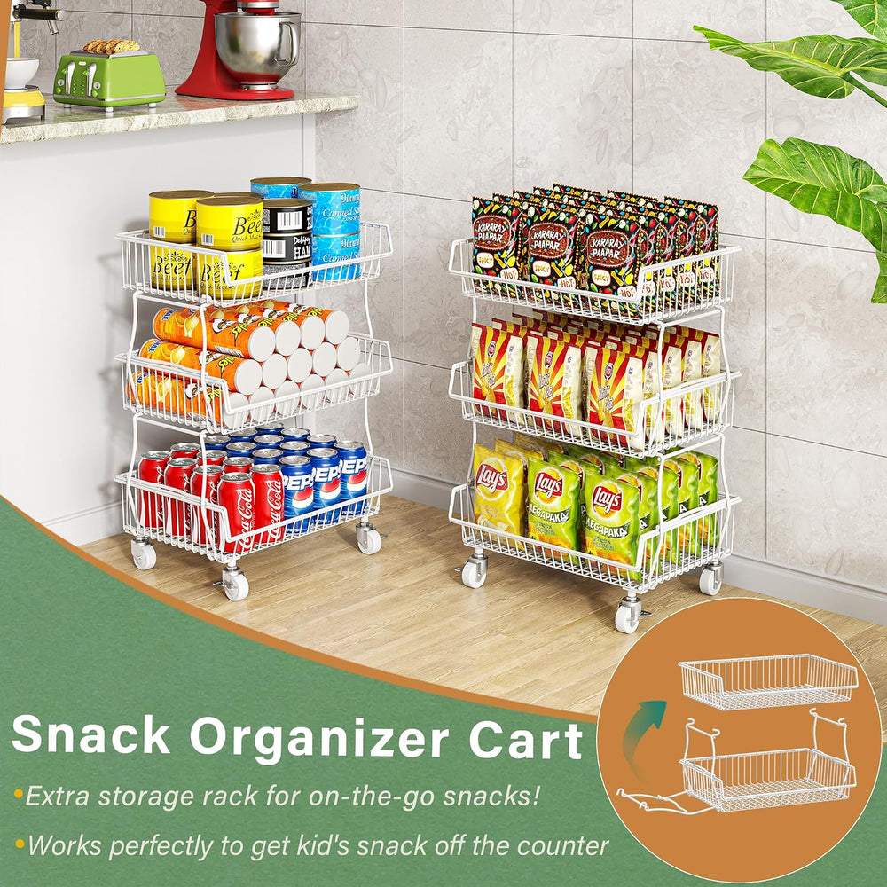 OKZEST Pantry Organizers and Storage Cart with Upgraded Metal Hub Casters