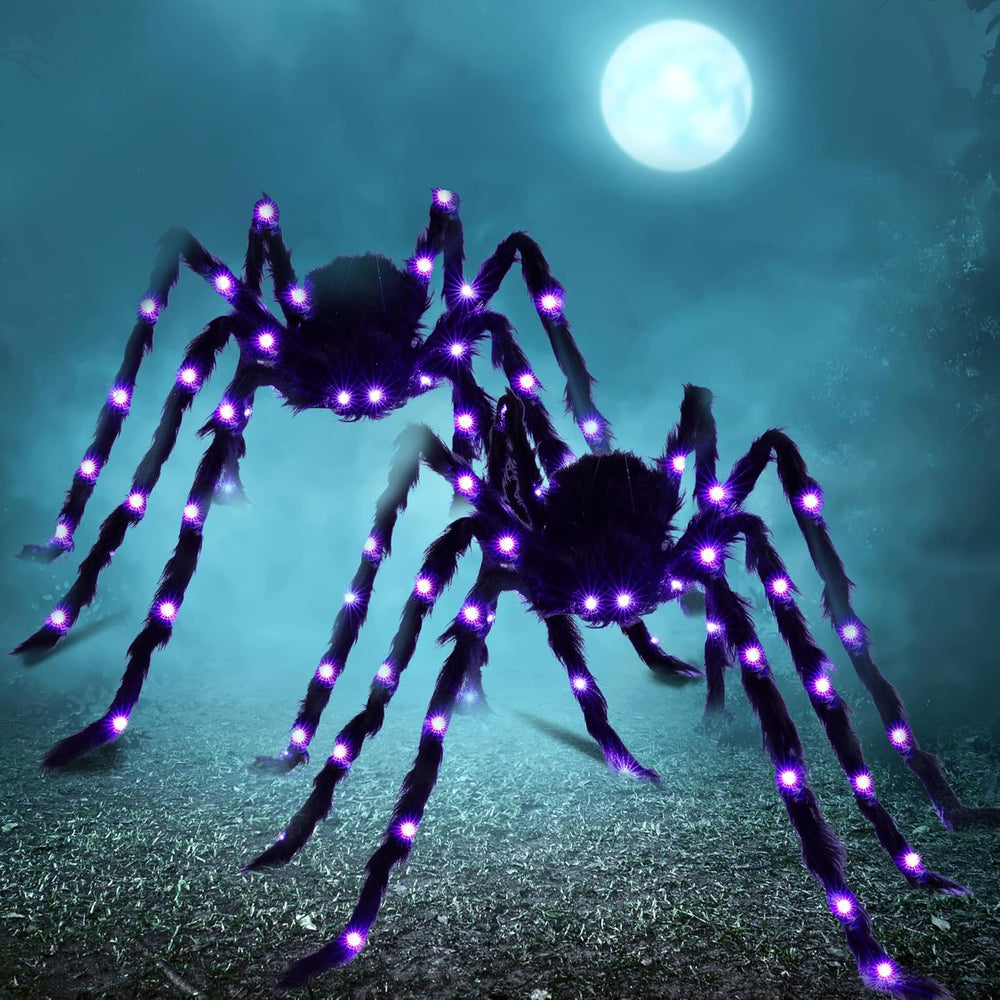 JOYIN 2 Pack 5 Ft Halloween Light Up Spiders Outdoor Decorations, Scary Giant...