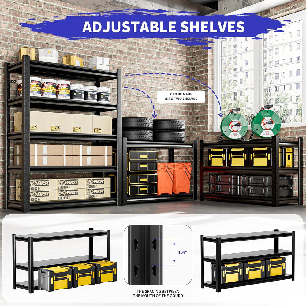 Garage Shelving, 48"W x 24"D x 72"H, Heavy Duty Metal Storage ...