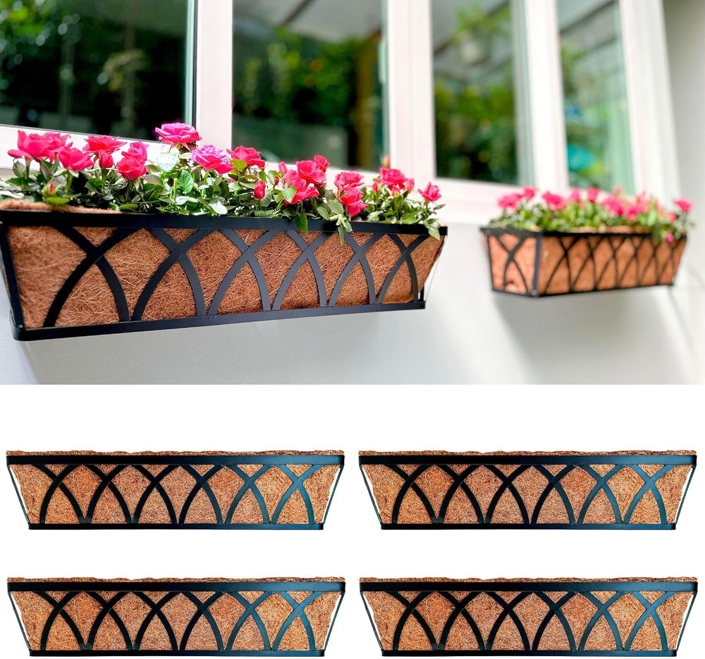 LaLaGreen Wall Planters (4 Pack, 36 Inch) Black Metal Rectangular Hanging Flo...