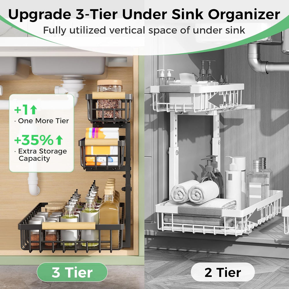 3 Tier Under Sink Organizer: Pull Out Cabinet Storage for Bathroom,2 Pack