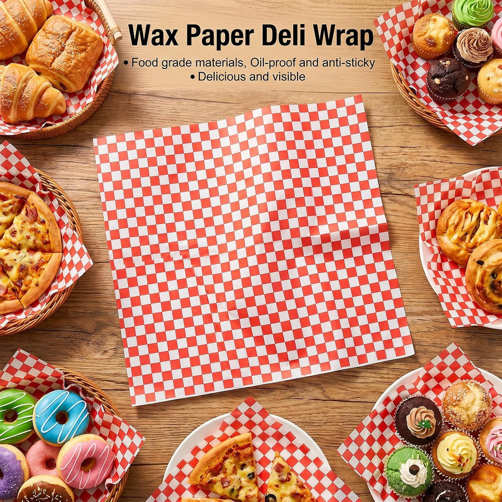 600 Pcs Red Checkered Deli Paper 15x15 Inch, Large Grease Proof Hamburger Wra...