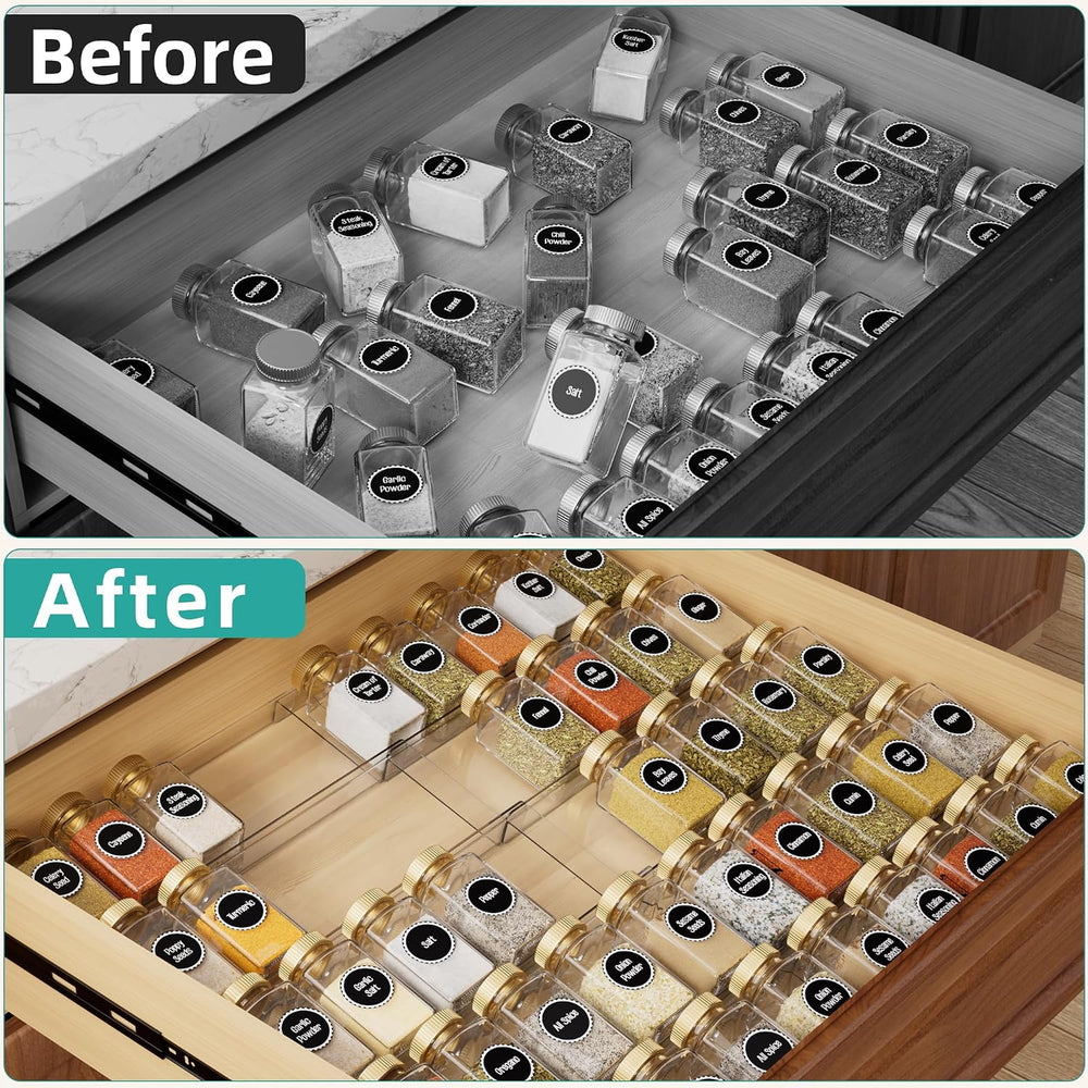 MIUKAA Clear Spice Drawer Organizer, 5 Tier - 2 Set Acrylic Seasoning Rack