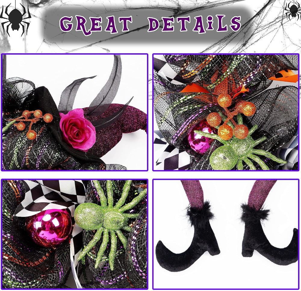 Lulu Home 18"x30" Halloween Wreath, Purple, 30 LED Lighted