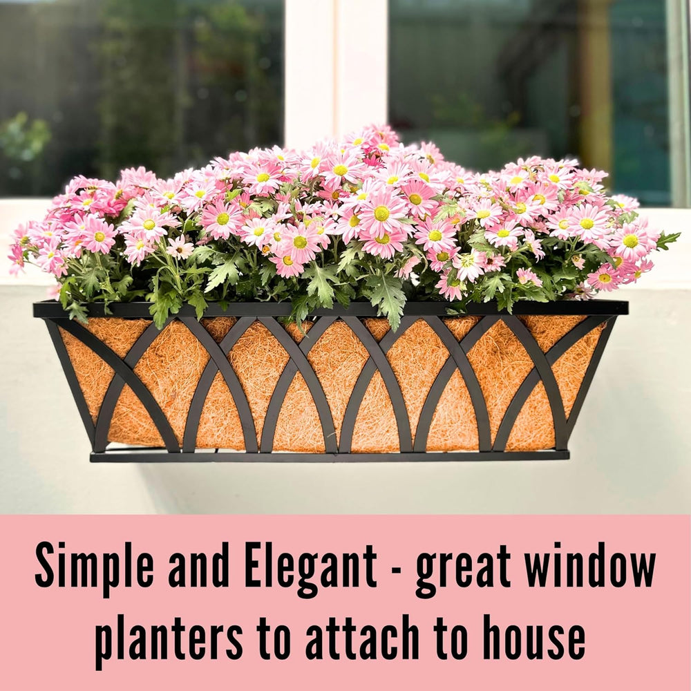 LaLaGreen Wall Planters (4 Pack, 36 Inch) Black Metal Rectangular Hanging Flo...
