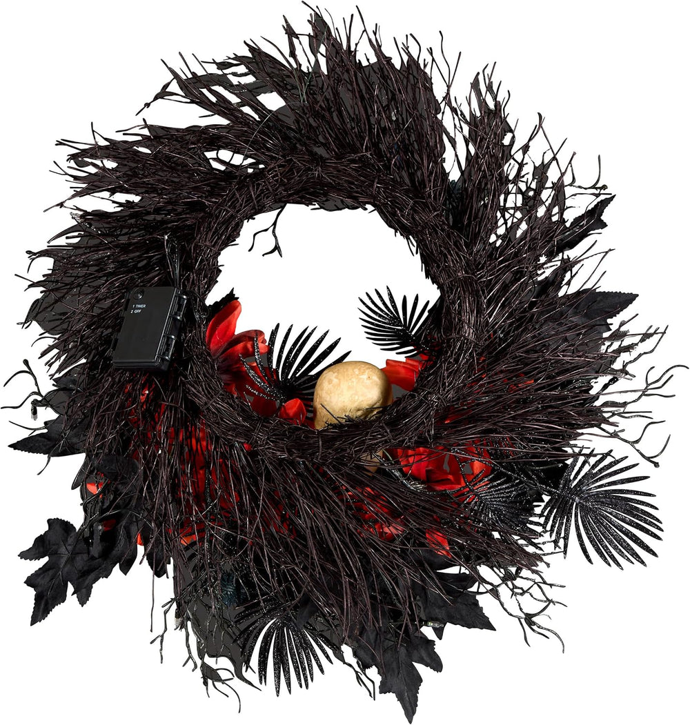 National Tree Company, 24inch Artificial Boo-Tiful Halloween Wreath with Oran...