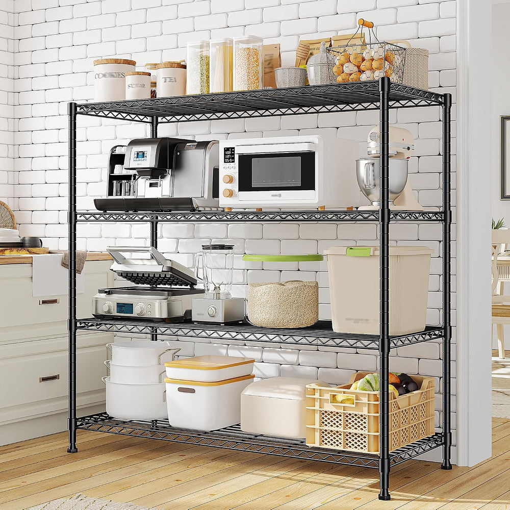 DurayLoly Extra-Wide 4-Tier 800LBS Storage Rack, Adjustable Shelves, Black
