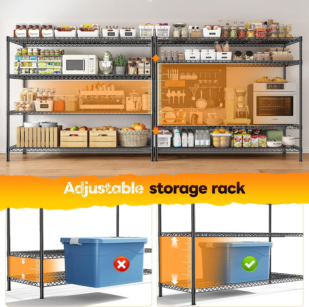 REIBII 4-Tier 2560LBS Heavy Duty Shelving,55.5"W Adjustable Storage Shelves