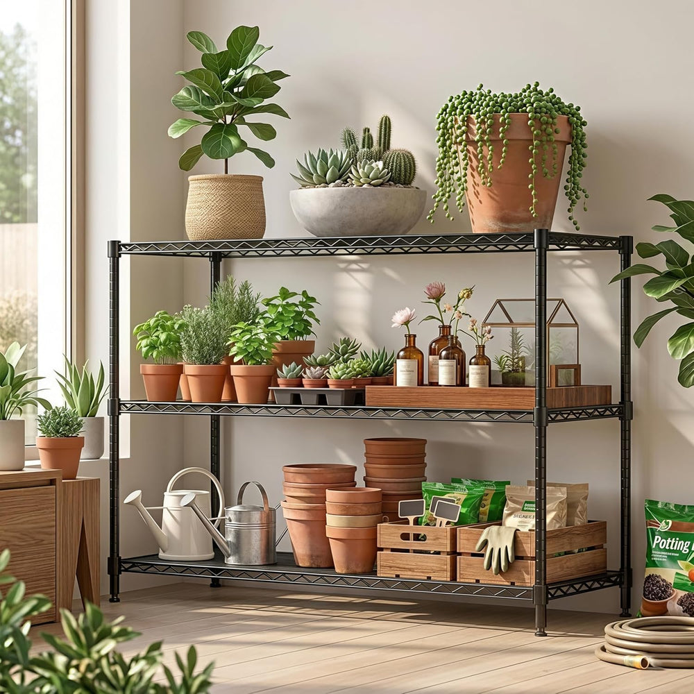 3-Shelf Adjustable Storage Shelves 35.1" W x 14" D x 36" H Met...