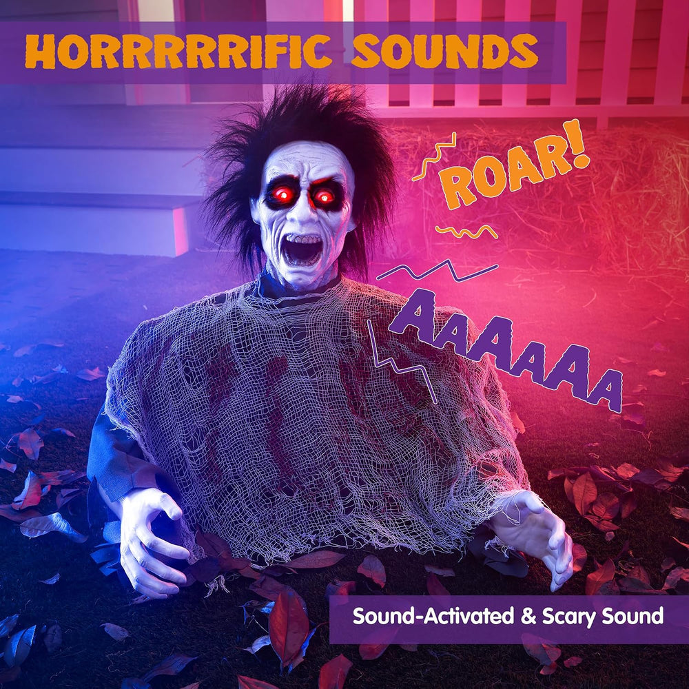 JOYIN Halloween Outdoor Decoration Zombie Groundbreaker, Animatronics Zombie ...