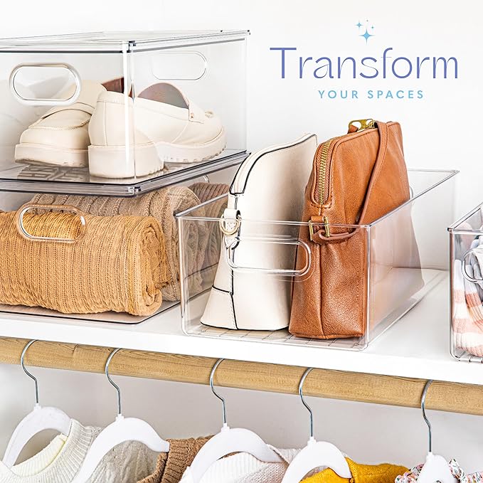 Plastic Food Storage 6 Pack Clear Container Bin
