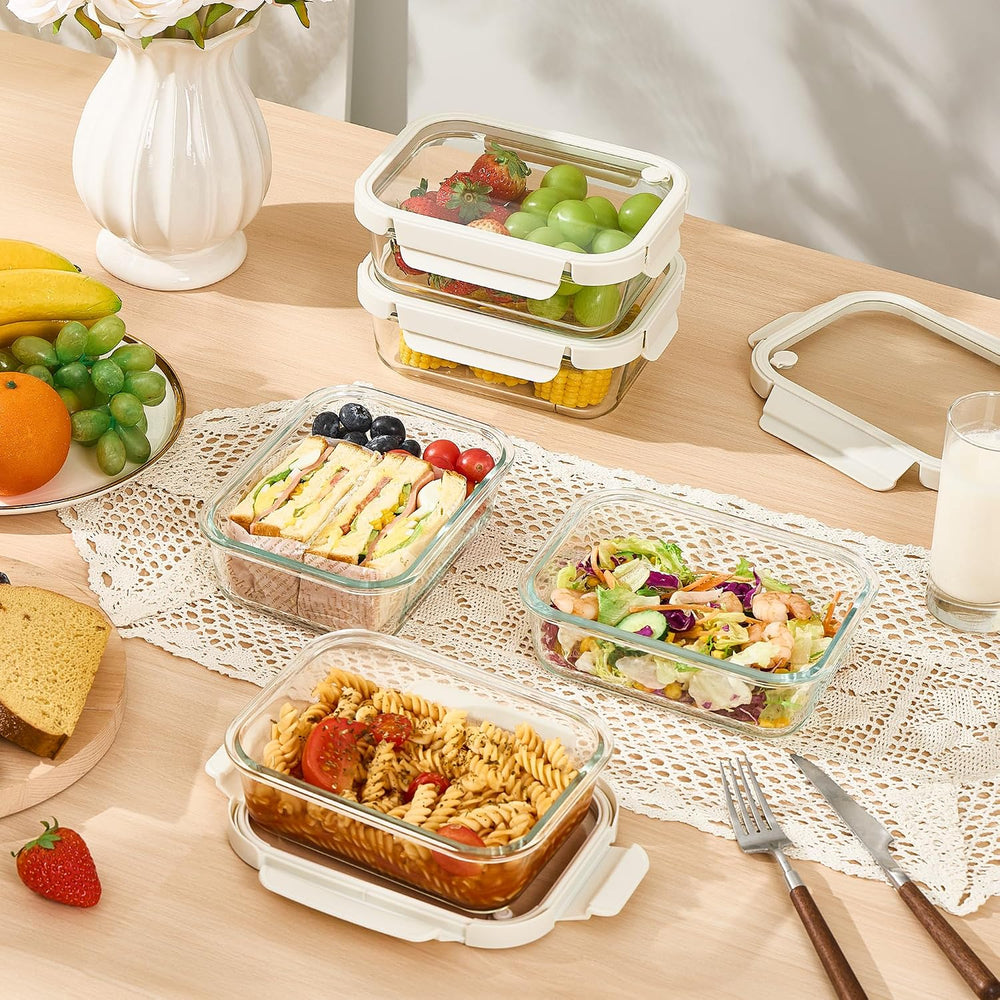 Vtopmart 5 Pack Glass Food Storage Containers with Glass Lids & Air Vent