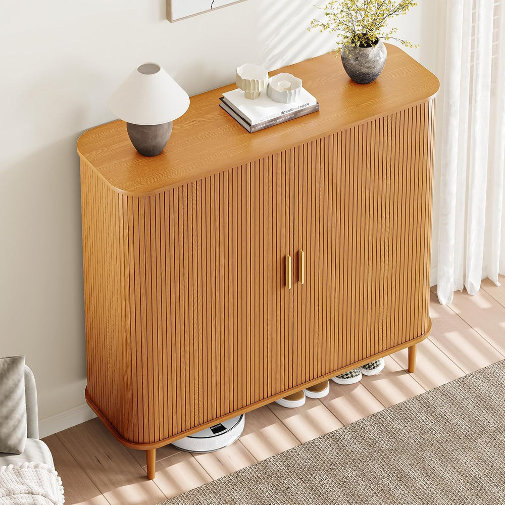 DHH Shoe Storage Cabinet with Sliding Door, 6-Tier Shoe Cabinet with Adjustab...