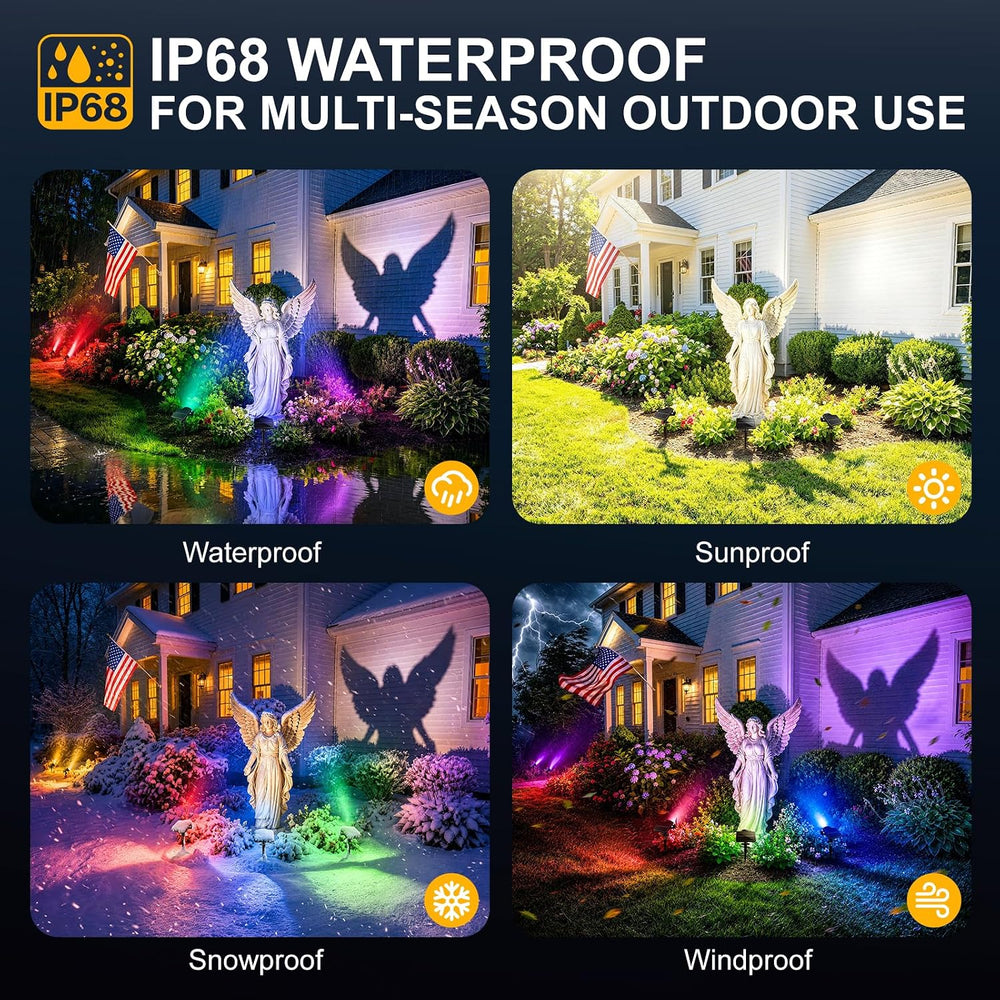 Solar Spot Lights Outdoor Waterproof,10Modes RGB Halloween Spotlights 4Pack