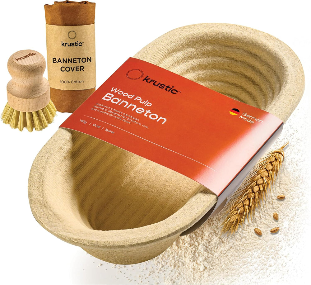 Krustic Banneton Bread Proofing Basket - 750g Oval Sourdough Baking Wood Pulp...