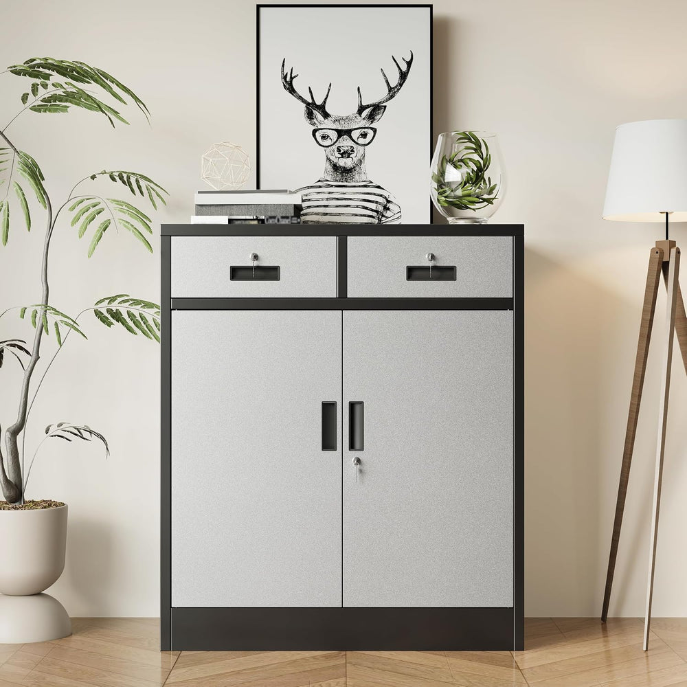 BESFUR Metal Storage Cabinet with Doors and Shelves, 36" H Locking Stora...