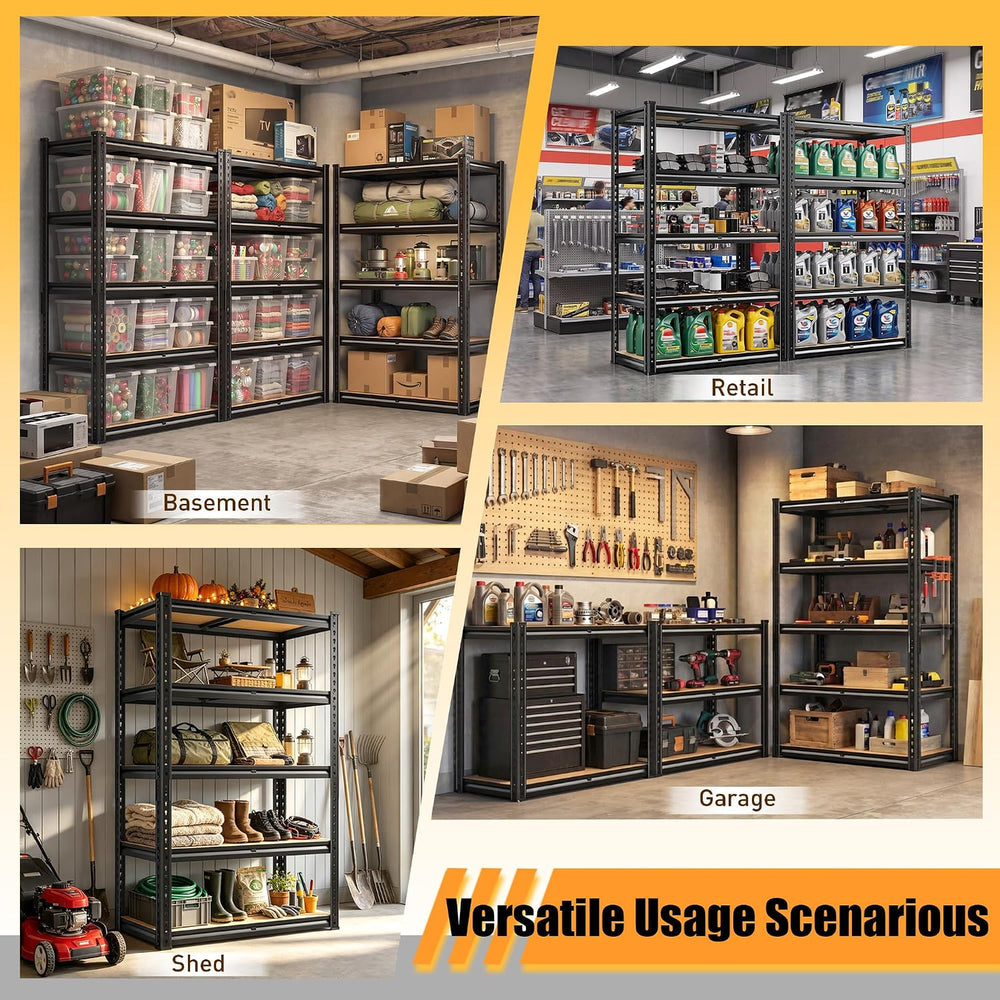 REIBII 5-Tier Garage Shelving, Storage Shelves for Basement Shed Pantry